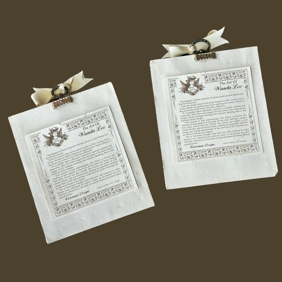 Vintage Wanda Lee Set of 2 Miniature Wood Framed Illustrated Perfume Bottles - Picture 10 of 14